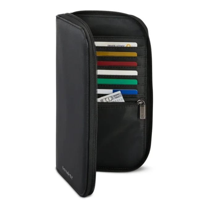 Portafoglio da viaggio con cerniera RFID