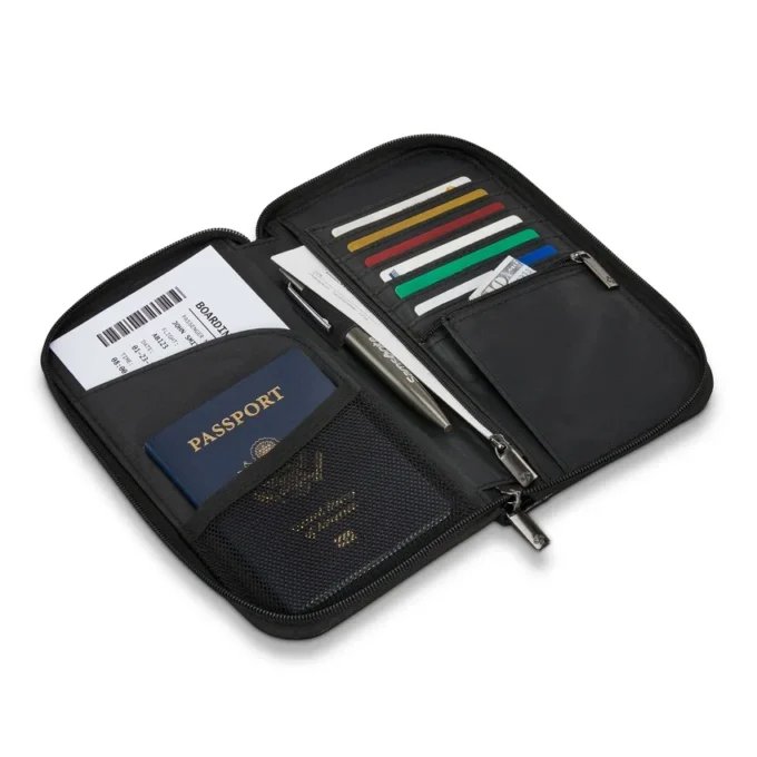 Portafoglio da viaggio con cerniera RFID